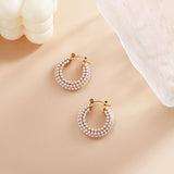 Golden Pearl Beaded Hoop Earring